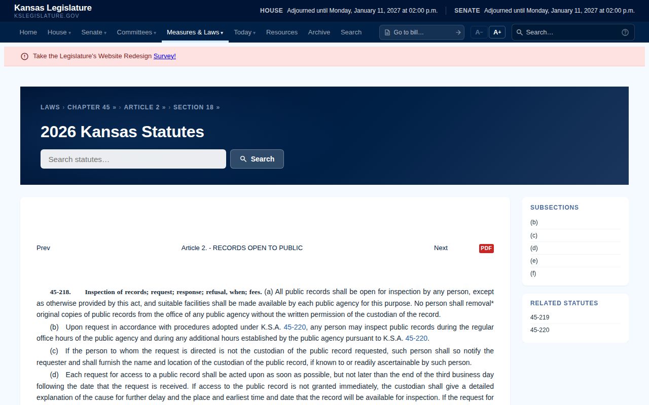 Kansas open records response rule for Reno County booking requests