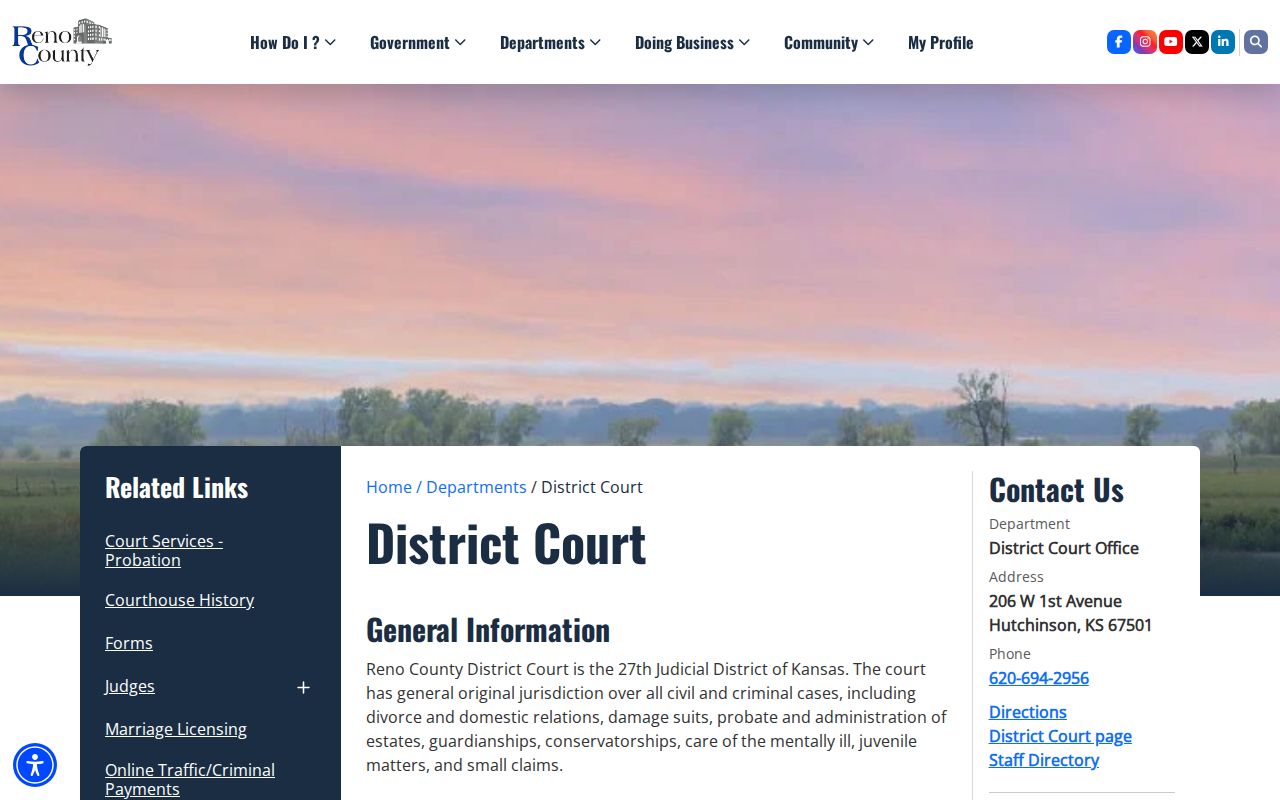 Reno County District Court records and booking disposition source