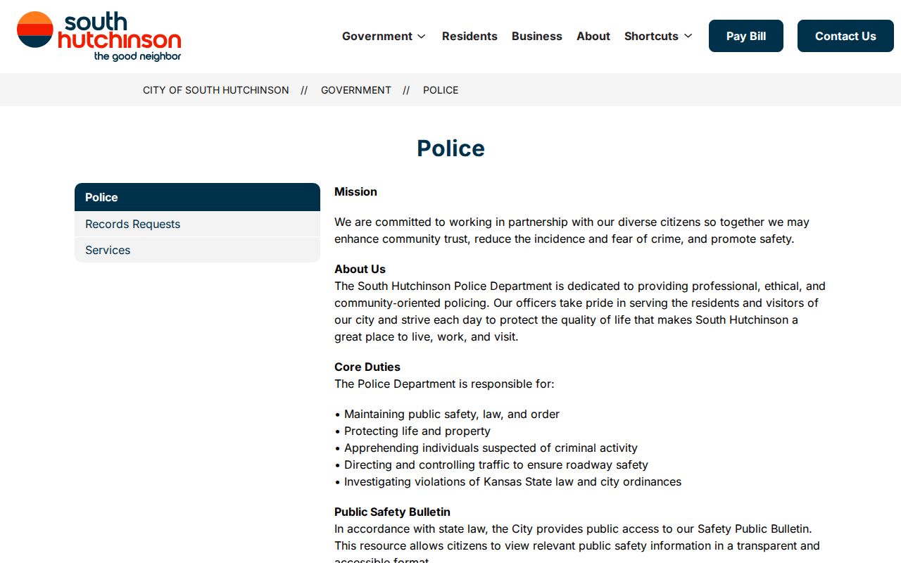 South Hutchinson Police arrest records source page